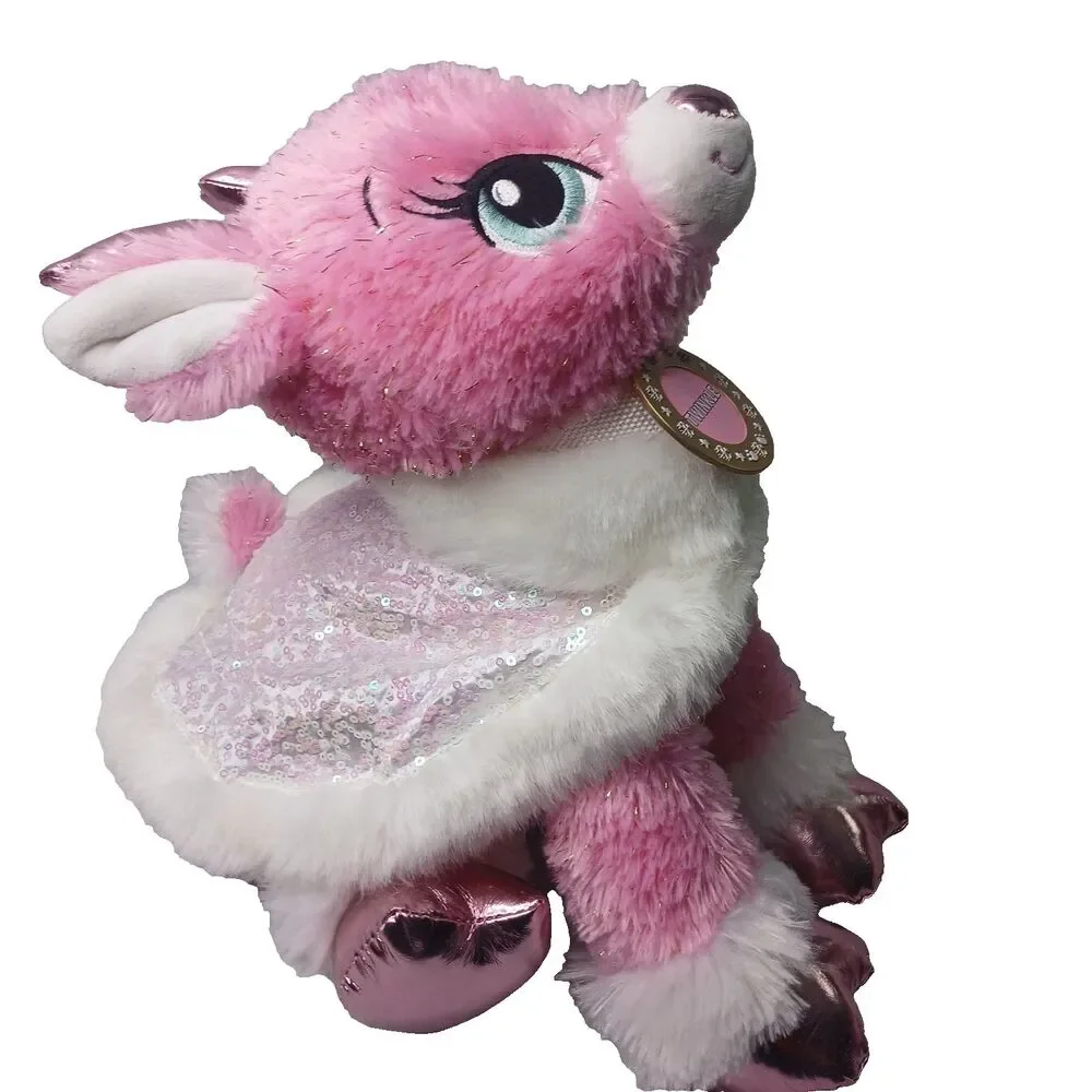2016 Build a Bear Twinkle Pink Reindeer Sequin Cape Leopard Print Bottoms Preown